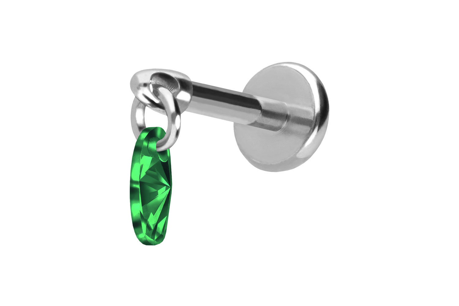 Titan Labret Piercing mit Push Fit KRISTALLOVAL